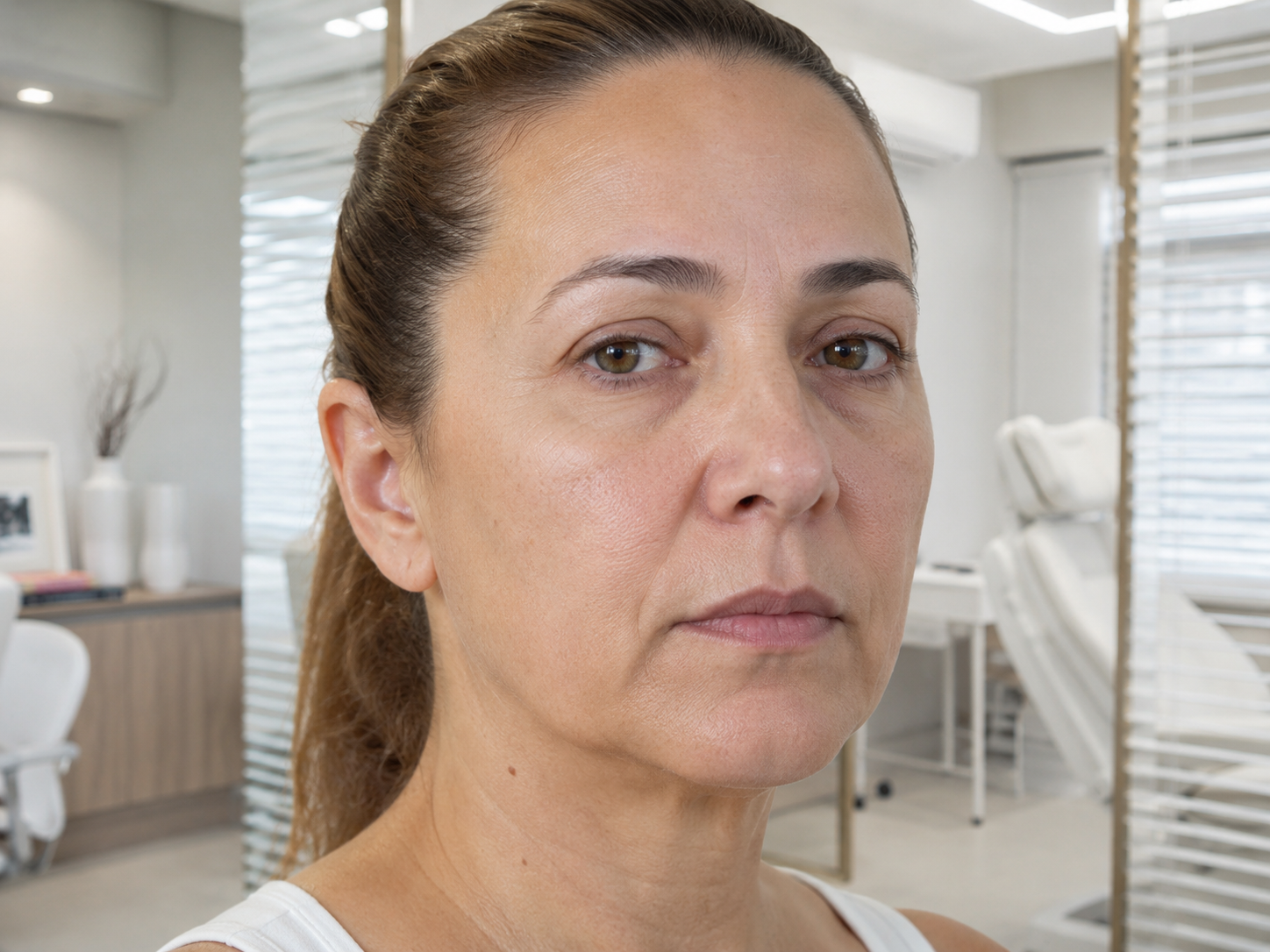 Antes do tratamento com Volnewmer para flacidez facial